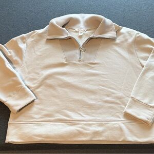 Athleta Light Cream Half-Zip Collared Pullover